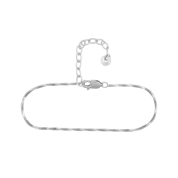 cai women Fußkette 4-kant Schlangenkette 925/- Sterling Silber rhodiniert 22+3cm