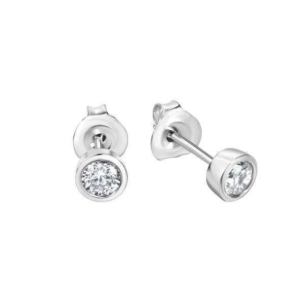 Ohrstecker 925/- Sterling Silber rhodiniert 0,5cm Zirkonia