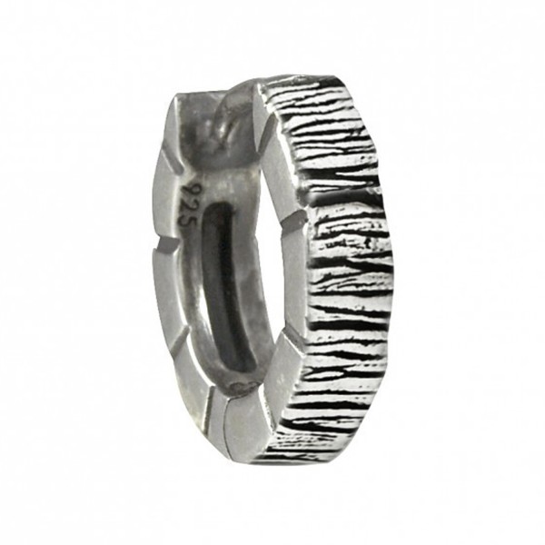 cai men Einzel-Ohrring 925/- Sterling Silber oxidiert 1,3cm ohne Stein 0,176ct