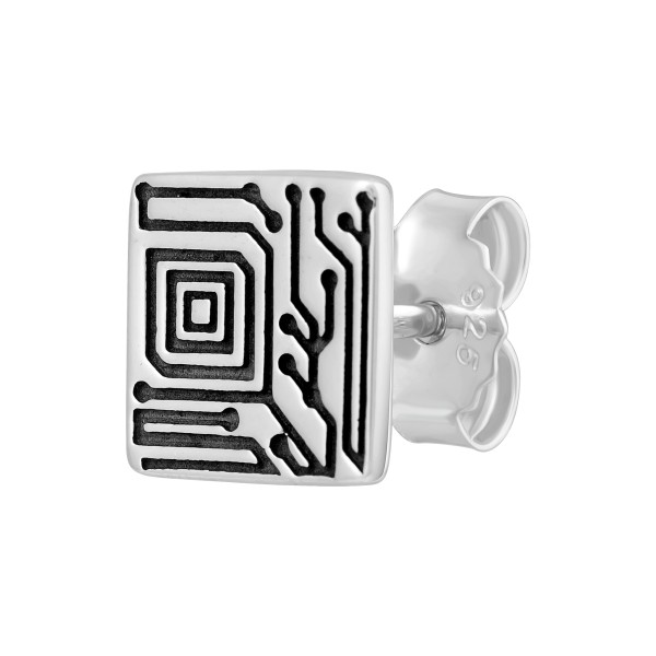 cai men Single Ohrstecker Silber 925 rhodiniert 925/- Sterling Silber oxidiert 0,7cm ohne Stein