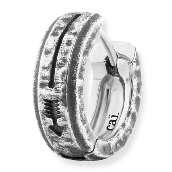 cai men Single-Ohrring 925/- Sterling Silber oxidiert 1,4cm ohne Stein