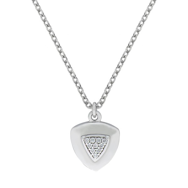 Collier Ankerkette 925/- Sterling Silber rhodiniert 42cm Zirkonia