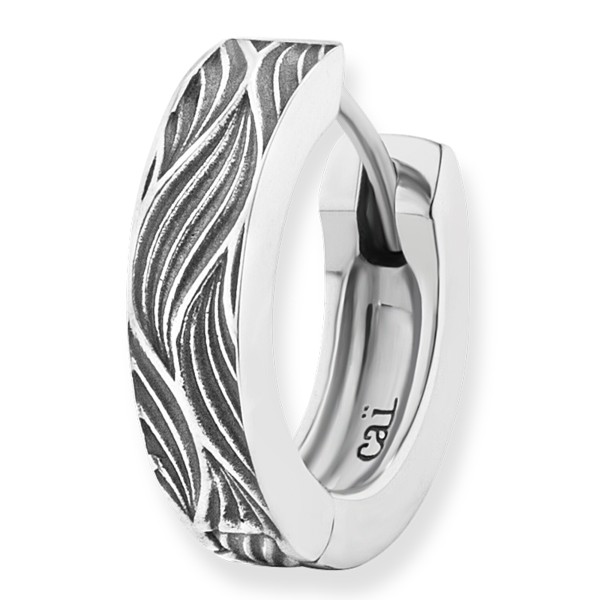 cai men Single-Ohrring 925/- Sterling Silber oxidiert 1,4cm