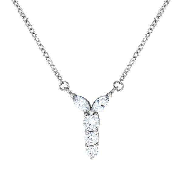 Collier Ankerkette 925/- Sterling Silber rhodiniert 42+3cm Zirkonia