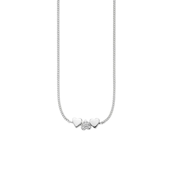 cai love Collier Flachpanzerkette 925/- Sterling Silber rhodiniert 39+3cm Zirkonia 0,03ct