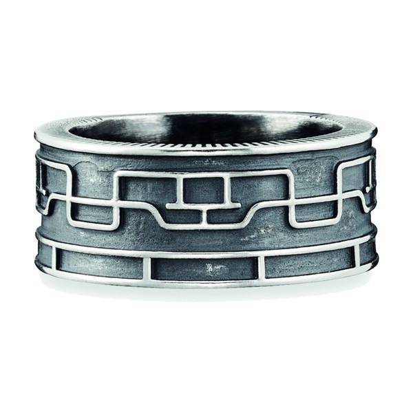 cai men Ring 925/- Sterling Silber oxidiert ohne Stein