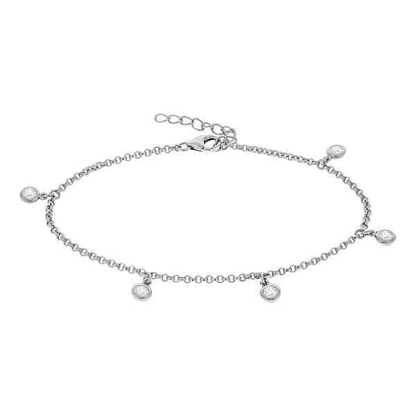 Armband Erbskette 925/- Sterling Silber rhodiniert 18cm Zirkonia