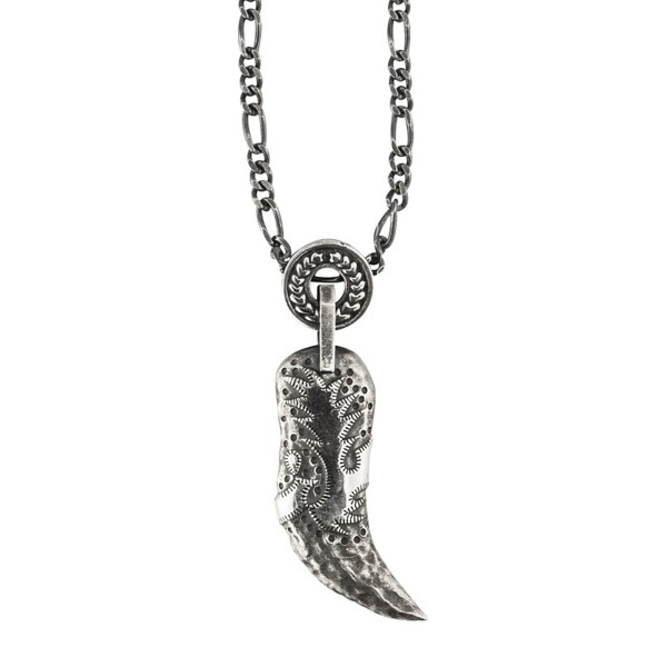 cai men Anhänger mit Kette Figarokette 925/- Sterling Silber oxidiert 55cm ohne Stein