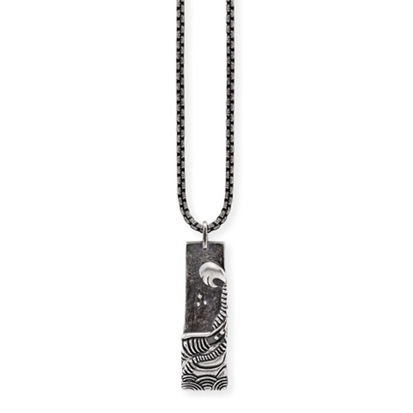 cai men Anhänger mit Kette Venezianerkette 925/- Sterling Silber oxidiert 55cm ohne Stein